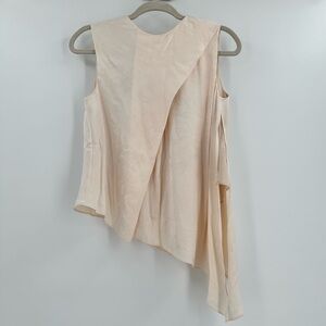 Halston NWT Women’s Whitley Floral Asymmetrical Blouse Blush Sleeveless Size 0